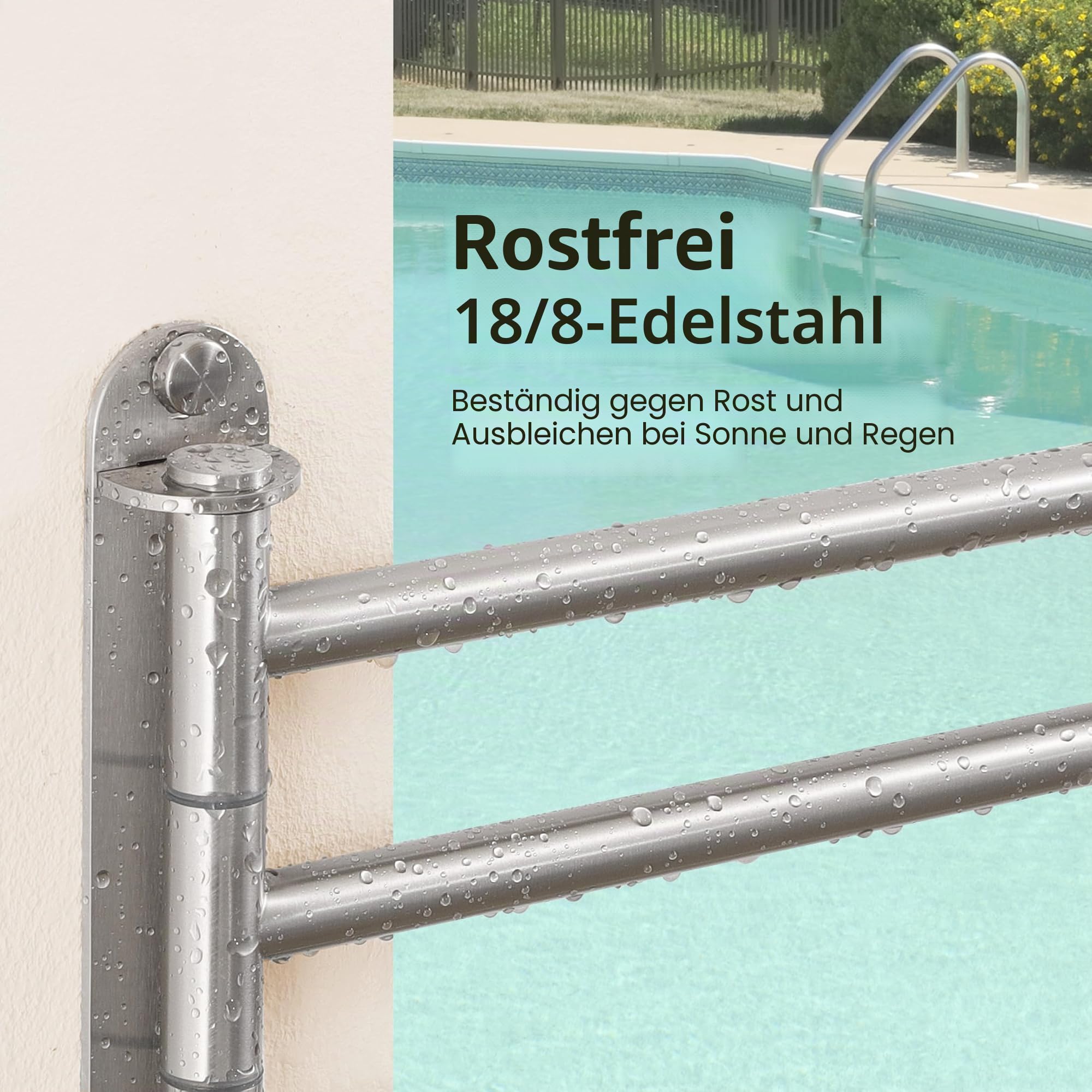 KES Verstellbarer Schwenkbarer Handtuchhalter, 4-armig 36 bis 70 cm, Ausziehbare Handtuchstange für Badezimmer, Schwenkbarer Handtuchhalter, Edelstahl 18/8 Gebürstete Oberfläche, A2107S4L70-2