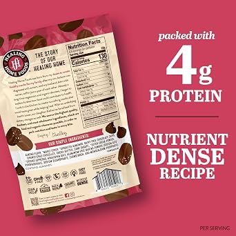 Healing Home Foods Mocha Biscotti Italian Cookies, Gluten Free, Dairy Free, Gourmet Chocolate & Coffee Almond Biscotti Italian Cookies with Organic Ground Espresso & Sprouted Almonds, 4.5oz (1Pack)