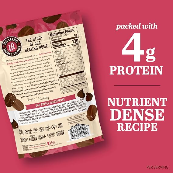 Healing Home Foods Mocha Biscotti Italian Cookies, Gluten Free, Dairy Free, Gourmet Chocolate & Coffee Almond Biscotti Italian Cookies with Organic Ground Espresso & Sprouted Almonds, 4.5oz (1Pack)