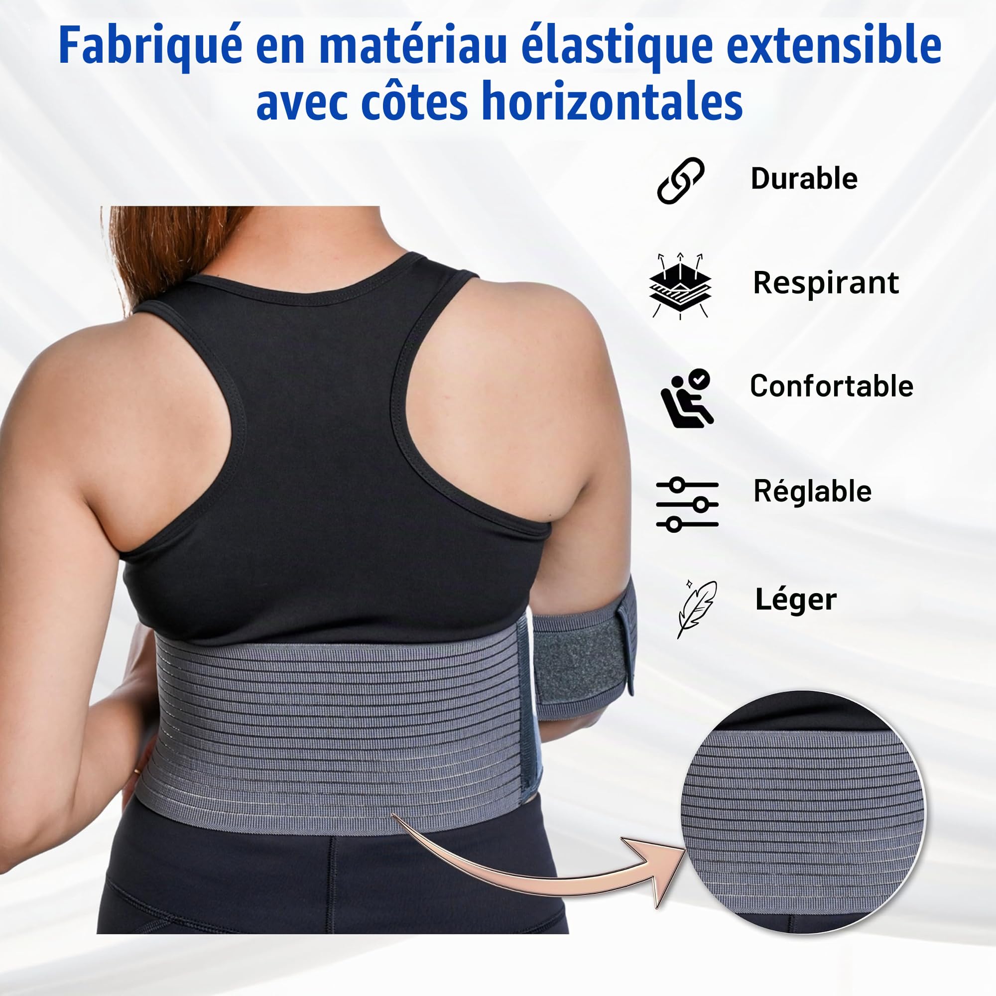 Wonder Care Immobilisateur de bras gris – Attelle d'immobilisation d'épaule réglable | d'immobilisation d'épaule santé gris – Taille 2