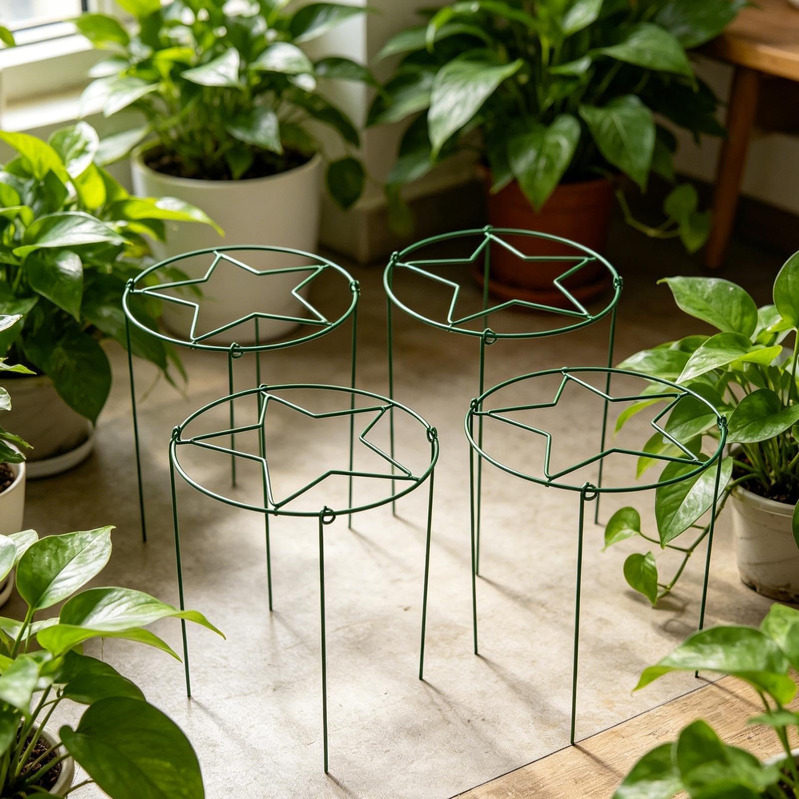 Tuteur Pivoine 4 Pièces Métal Robuste Réutilisable | Support pour les Hortensias d'Extérieur pour Rose Tomate Dahlia Poivron Fruit Monstera Aloès Intérieur