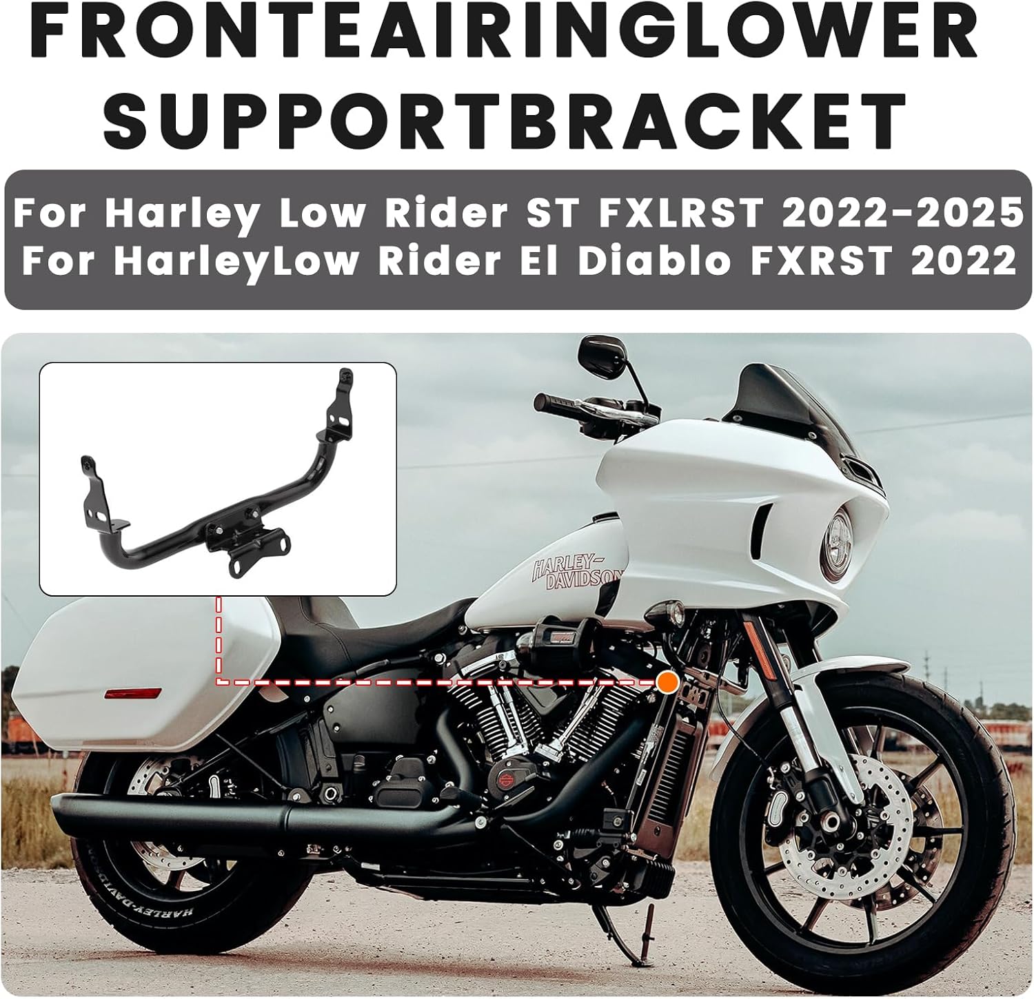 Black Front Fairing Lower Support Turn Signal Bracket for Harley Softail Low Rider ST FXLRST/El Diablo FXRST 2022 2023 2024 2025 Models