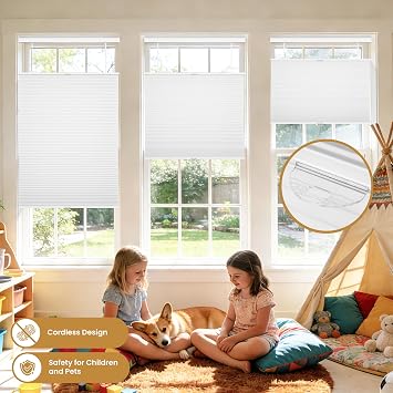 Grandekor Top Down Bottom Up Cellular Shades Cordless, 34 Wx72 H, Pull Down Honeycomb Blinds for Windows Room Darkening Blinds & Shades for Living Room Bedroom, Blackout, White | Pull Down Honeycomb Blinds with Room Darkening Design, Blackout Privacy Shades for Bedroom, Living Room & Home Office