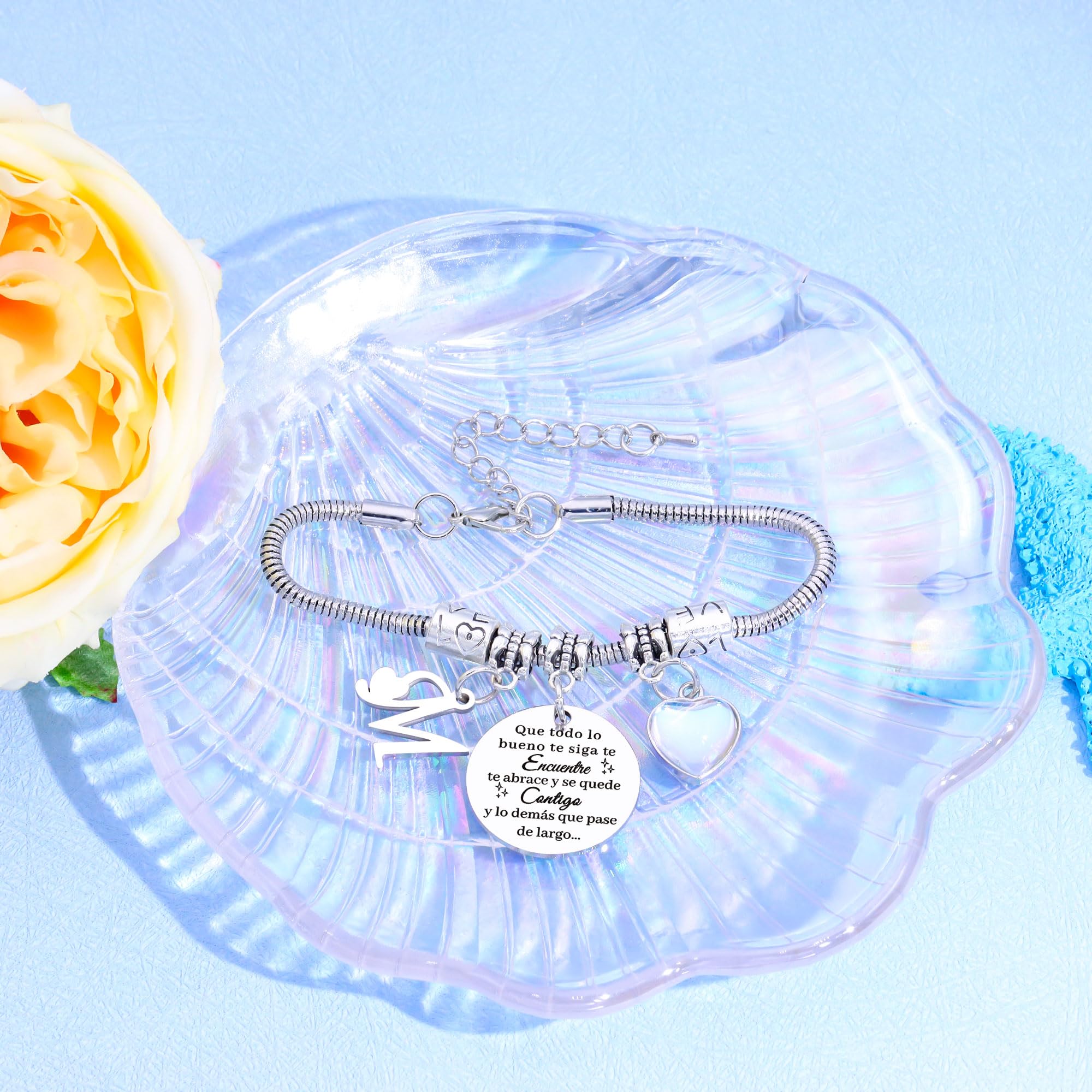 Regalos para Mujeres Pulsera de Plata con Letras Iniciales - Regalo Personalizado para Hija, Sobrina, Hermana, Amiga, Adolescente, Madre y Tía - 3