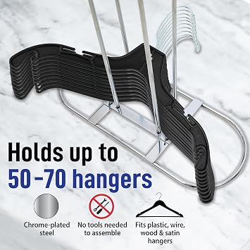 Victory Display Chrome Plated Metal Hanger Stacker - Holds 50-70 Hangers - Used in Residential, Retail, and Fitting Rooms - Space Saving Storage Solution(1)
