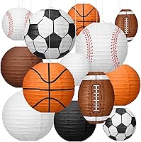 Bencailor 13pcs Sports Paper Lanterns - Soccer Baseball Football Basketball Themed Party Decor for Birthdays Indoor Outdoor