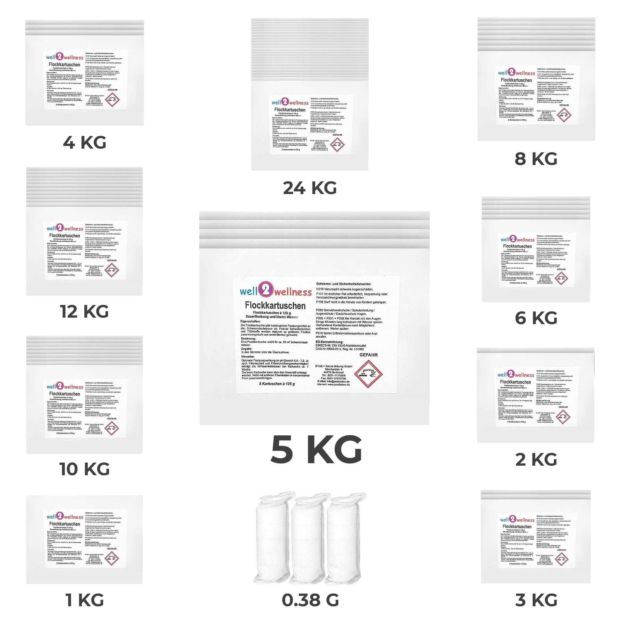 Well2wellness Cartouches de floculant 5,0 kg (40 x 125 g)