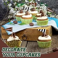 Vista 4 de Dandat 400 piezas de adornos para cupcakes – palillos de dientes de fútbol y cócteles para aperitivos, accesorios de fiesta y deportes de día