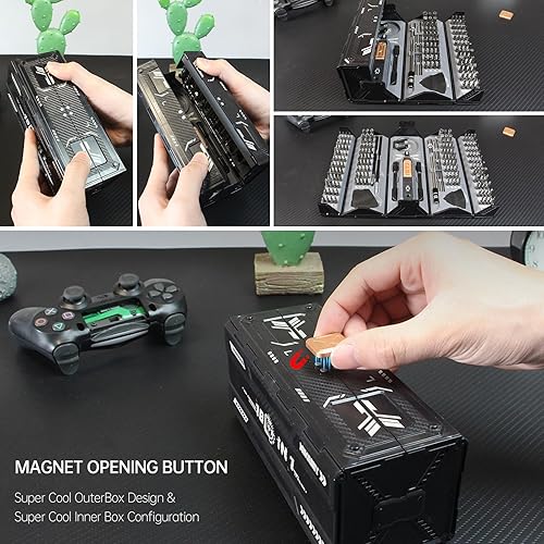 Miniatura 16 de JAKEMY Destornillador eléctrico inalámbrico, kit de destornillador de torque ajustable de 3 engranajes, potencia de precisión magnética con luz LED