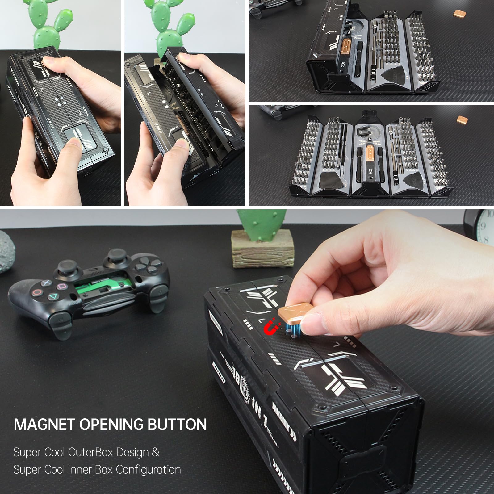 JAKEMY - Mini set di cacciaviti di precisione, 180 in 1, kit di riparazione per computer portatile, punte magnetiche multi-bit per fai da te, computer, PS5, Xbox, RC auto, gioielli, occhiali, orologi,