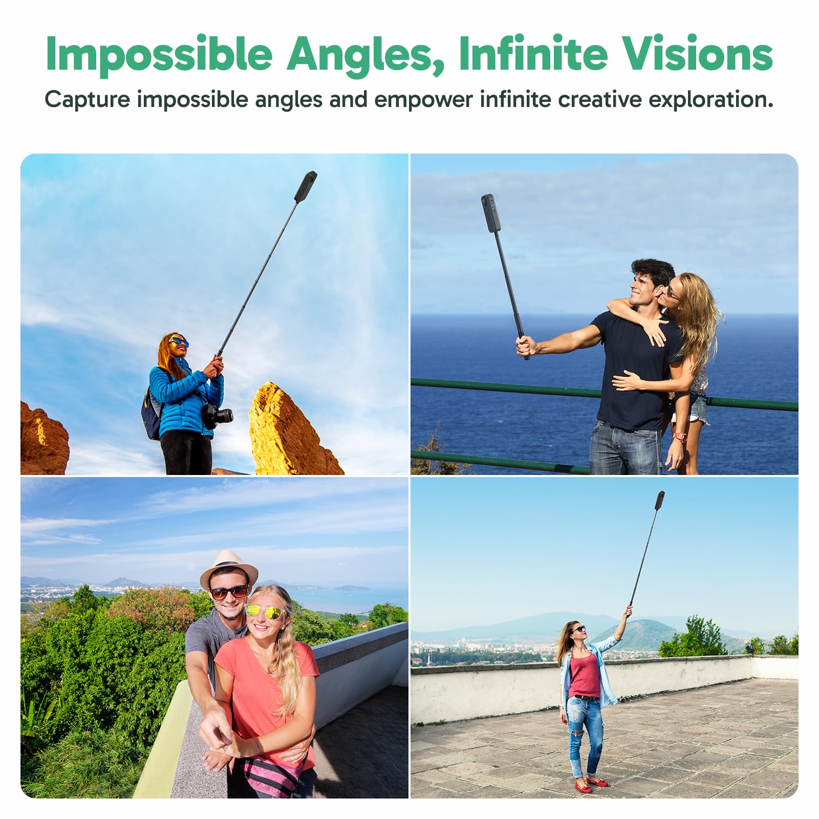 AKASO 120CM Perche à Selfie Invisible en Alliage d'Aluminium 360 Compatible avec Insta360 X5/X4/X3, DJI OSMO 360 avec Adaptateur pour GoPro Hero/DJI Action 5/4/3/Insta360 Ace Pro