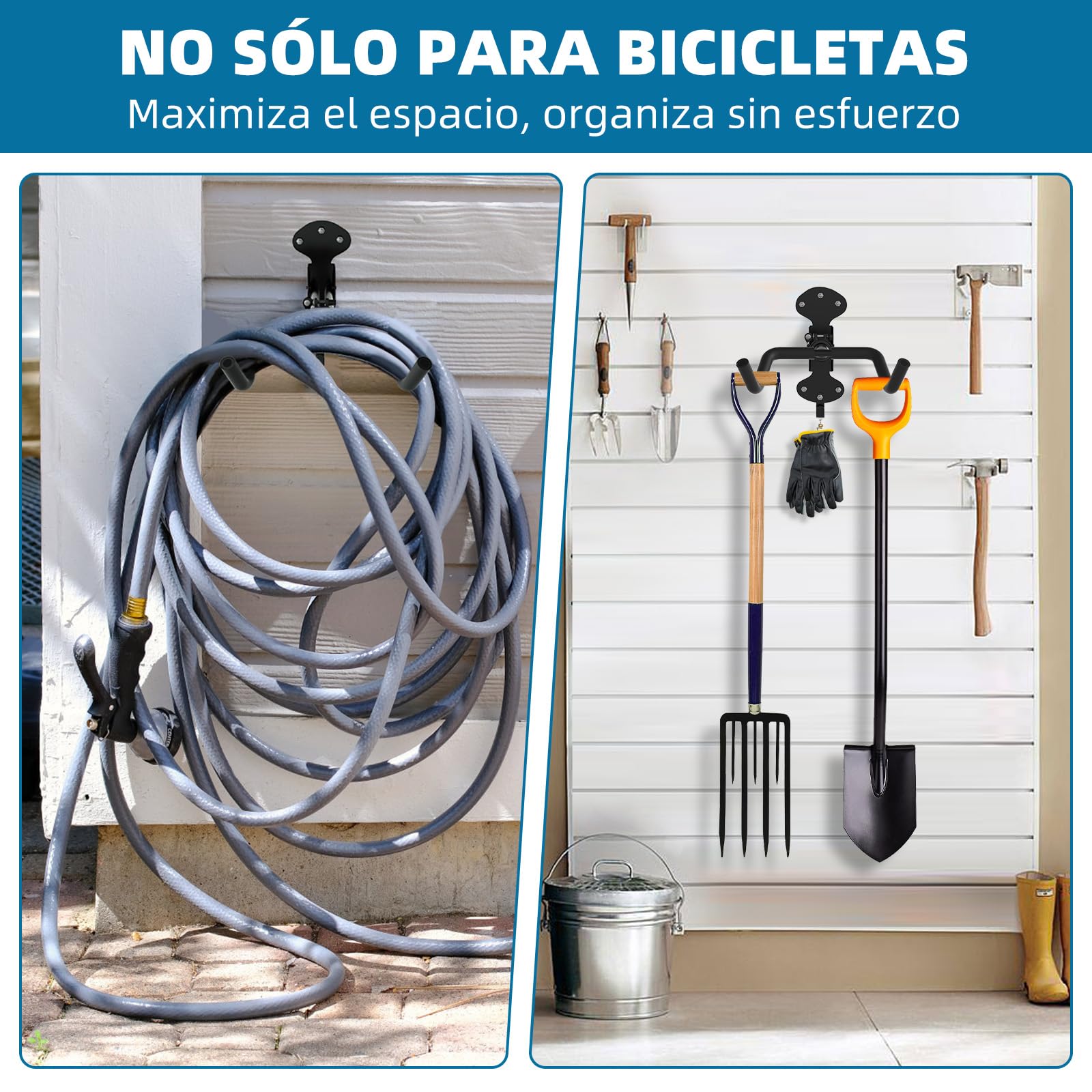 Urban Deco Soporte Bicicletas Pared Plegable Ajustable 30Kg 2 Unidades Colgador para Garaje Hogar
