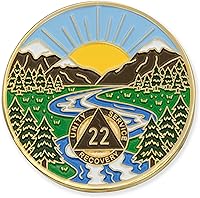 Vista 59 de Moneda AA de 1 año – Medallón de recuperación de ondas estrelladas de Sobriety Mint – azul/blanco/dorado