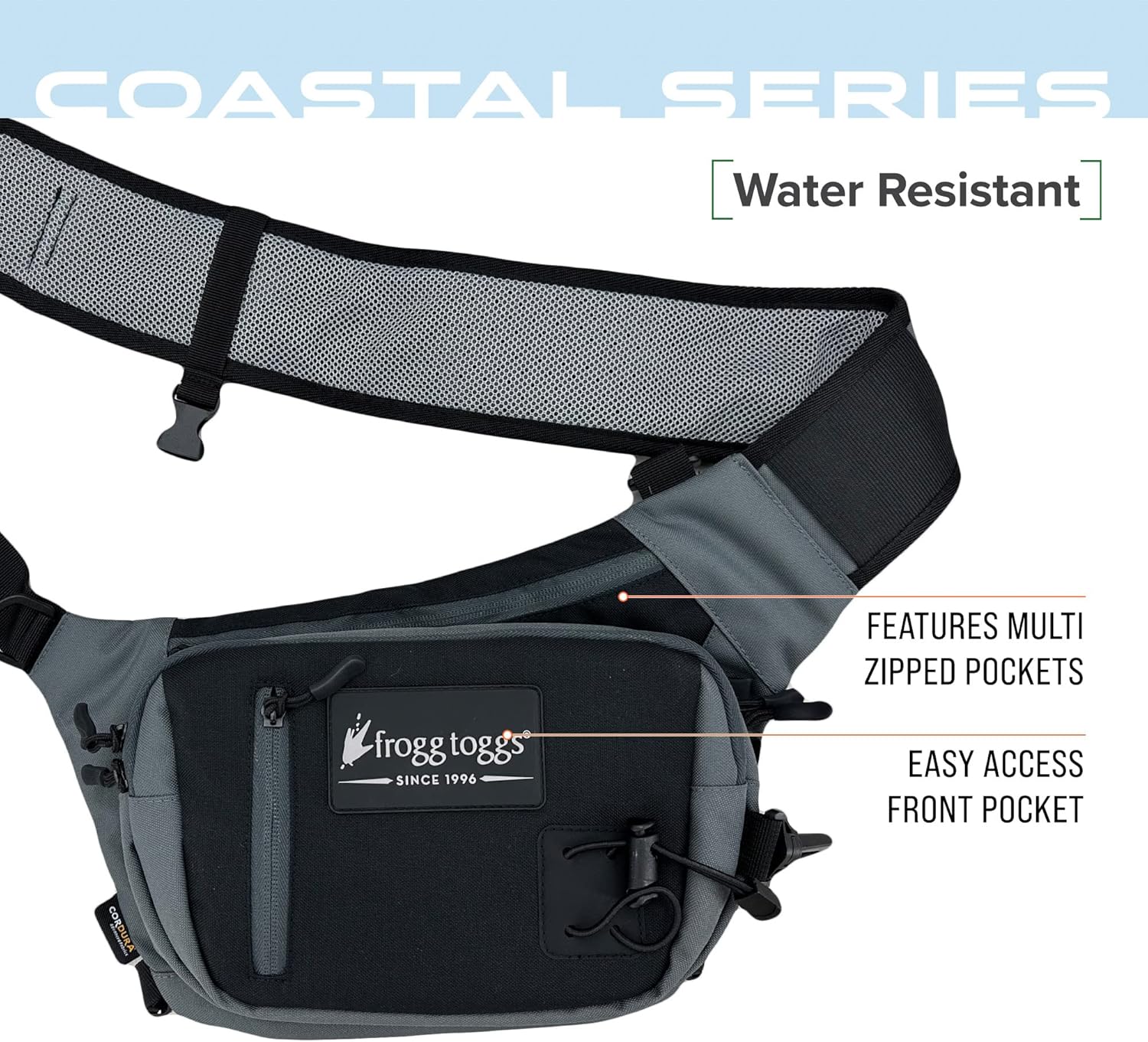 FROGG TOGGS Flats Sling Pack, Easy Hands-Free Tackle Storage Bag with Built-in Rod Support