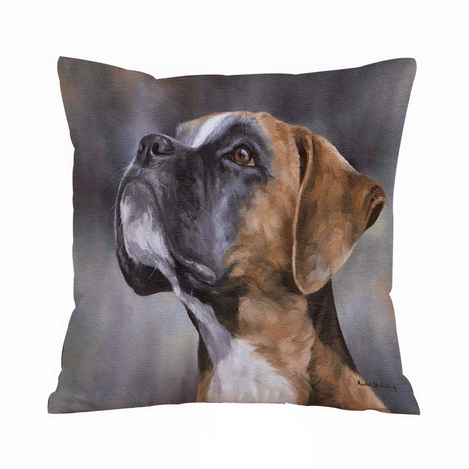 Errtu Boxer Drawing Dipinti Di Cane, Ritratti Di C - A7 Throw Pillow Case Pillowcase Square Printed Cushion Cover For Living Room Sofa Couch Bed Car,Boxer Drawing Dipinti Di Cane, Ritratti Di Cani, Cani Boxer,18X18 In