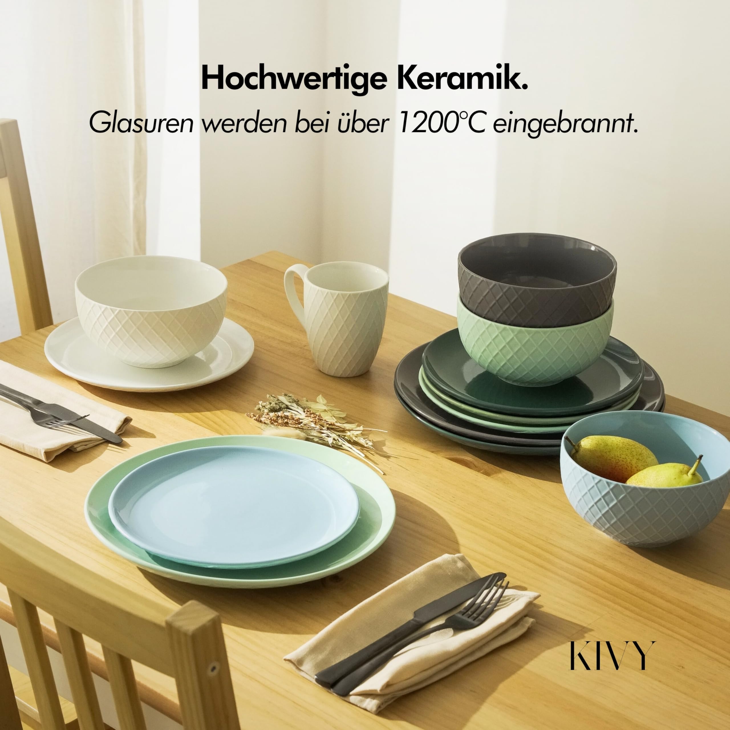 KIVY Ciotole per cereali in ceramica, 6 x 850 ml, grandi ciotole per cereali e zuppe, ciotola per zuppe, ciotola grande, ciotole per cereali, set di ciotole per zuppe, ciotole in ceramica