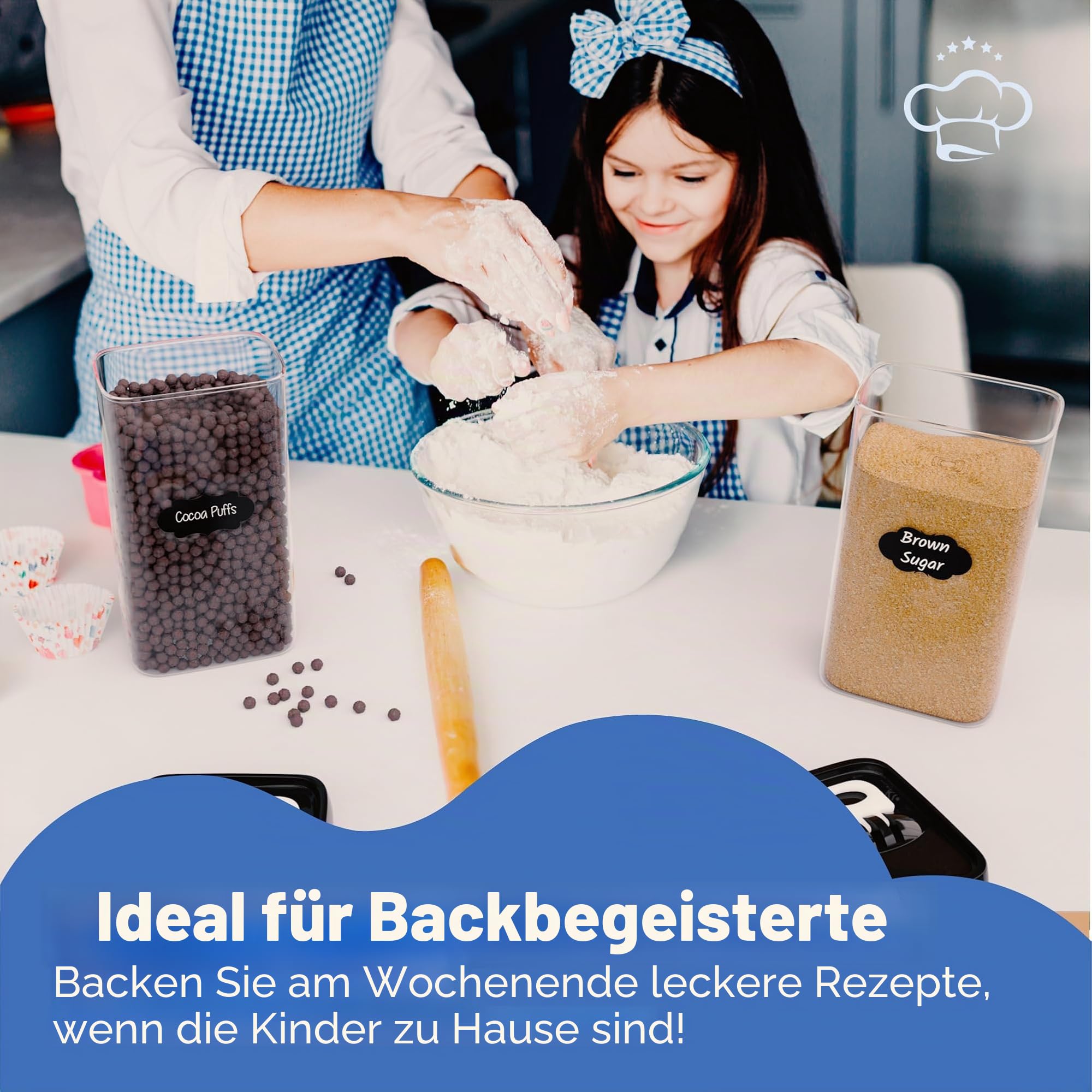 Chef's Path | Vorratsdosen Set aus 4 Frischhaltedosen mit Deckel | Ideal als Vorratsbehälter, Aufbewahrungsbox Küche, Vorratsbehälter, Vorratsdose, Vorratsdosen Luftdicht (3.2 L X 4)