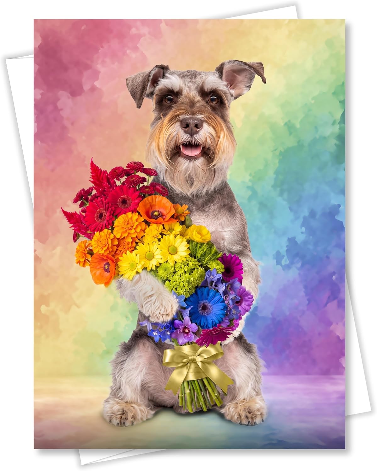 Miniature Schnauzer Rainbow Wishes Collection Dog Lover Greeting Card