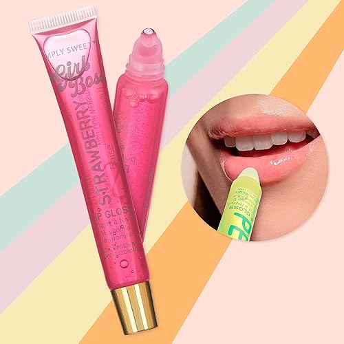 Miniatura 7 de EXPRESSIONS Paquete de 12 brillos de labios transparentes, aceites con vitamina E y aceites esenciales, tubos transparentes con sabor, aceite