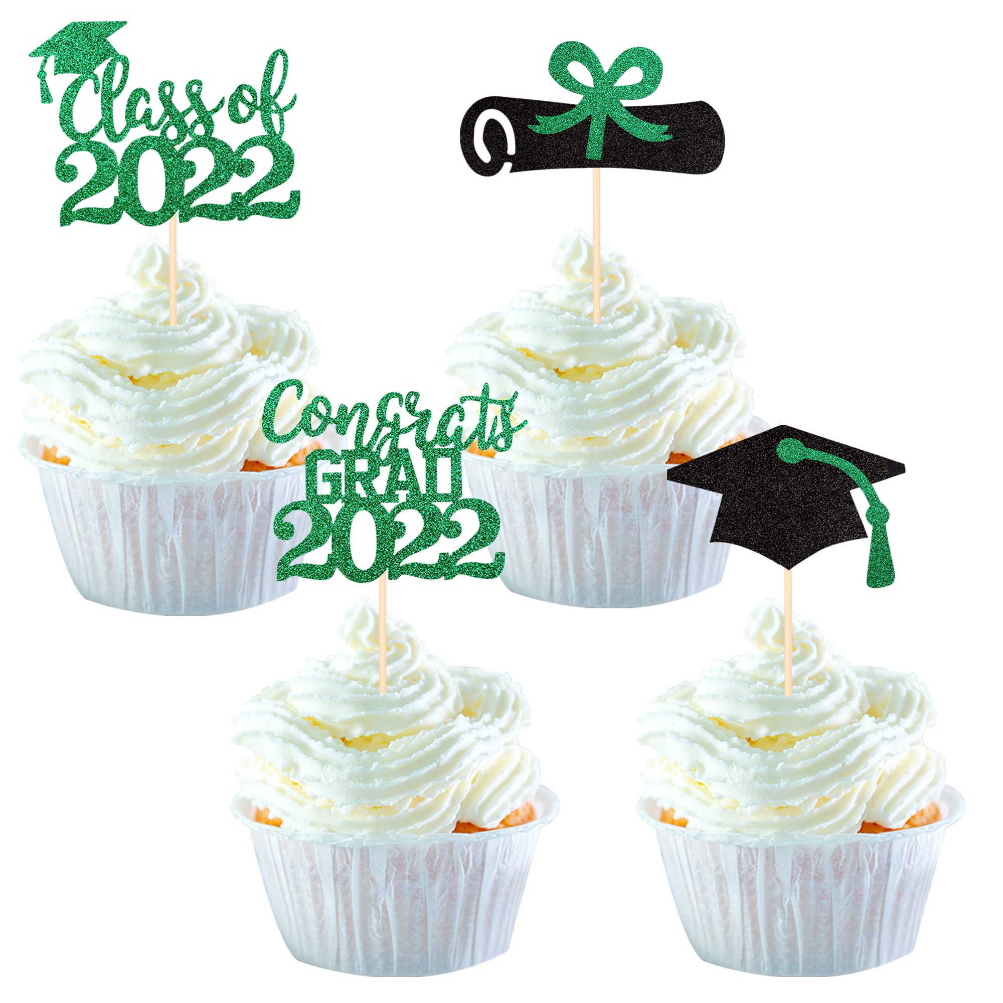 Buy 24 Pack 2022 Graduation Cupcake Toppers Glitter Diploma Congrats