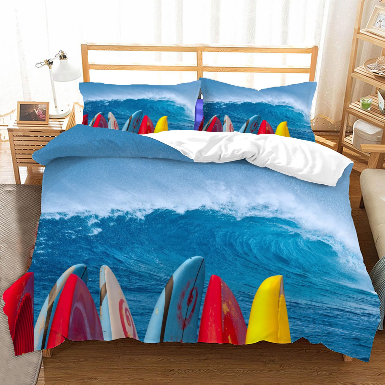 Housse de couette 240x260 lit 2 personnes microfibre zippée entretien facile surf