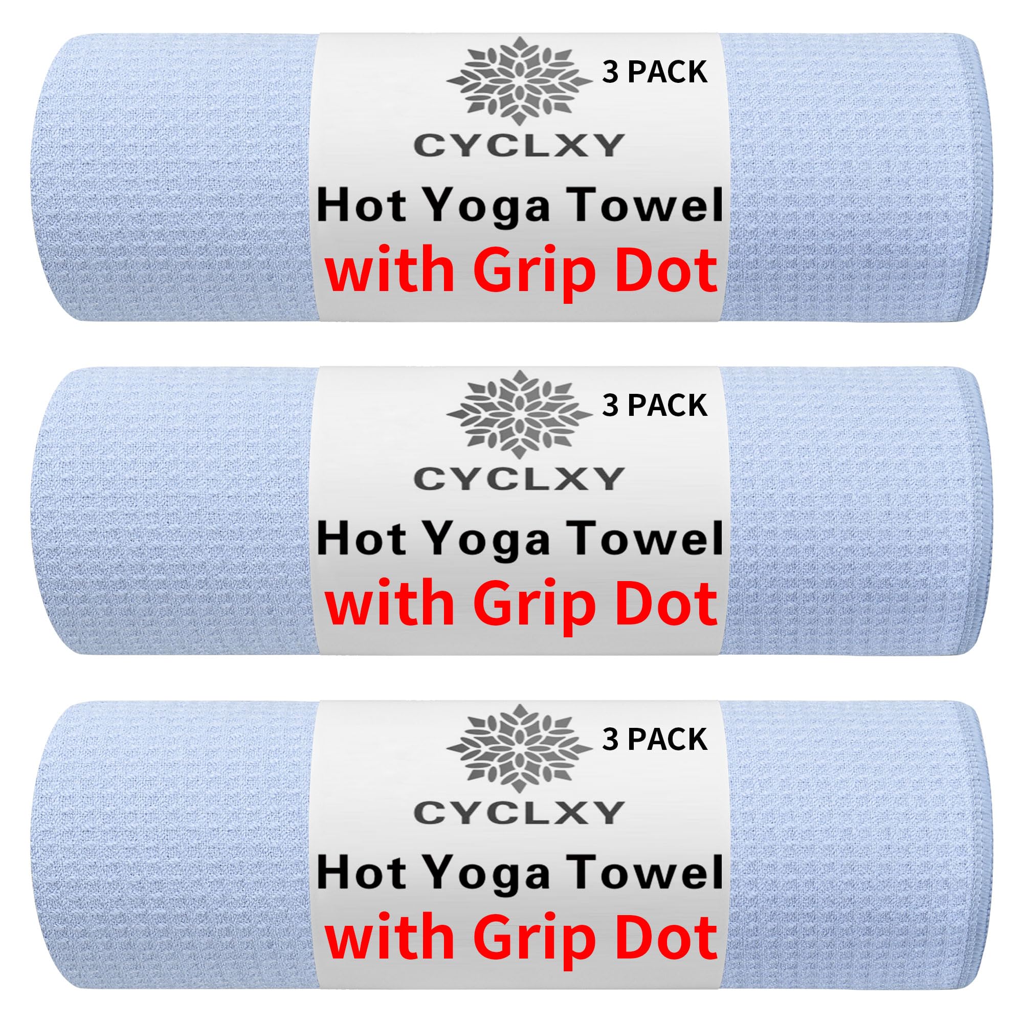 3 Pack Yoga Mat Towels with Grip Dot Hot Yoga Towel Non Slip Yoga Mat Towel Non-Slip Sweat