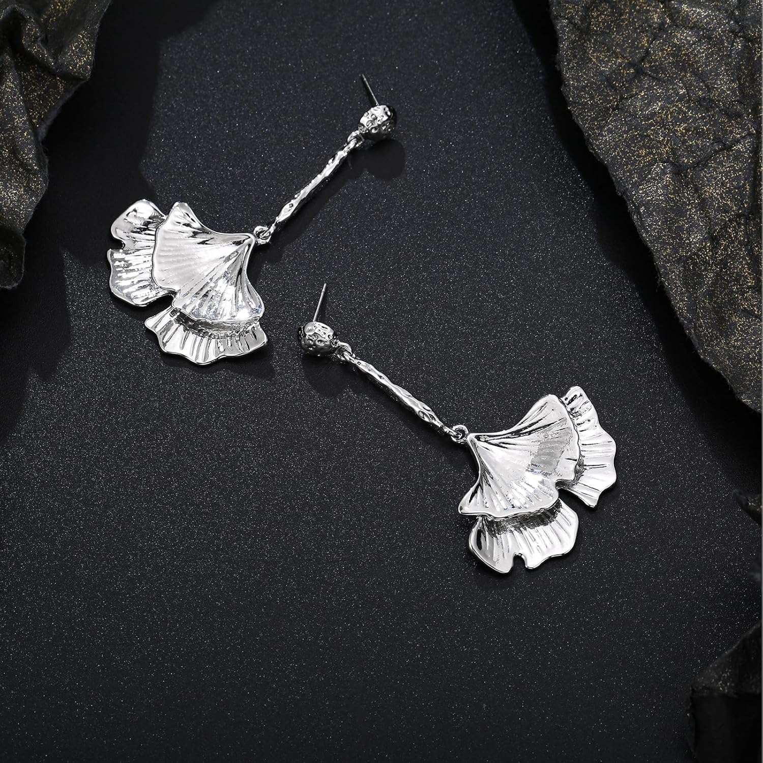 Gold/Silver Ginkgo Leaf Dangle Earrings for Women Statement Earrings Boho Plant Leaf Earrings Fashion Jewelry - Image 5