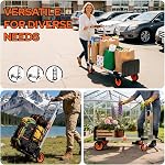 3 in 1 Aluminum Folding Hand Truck Dolly Cart with Wheels, Convertible Heavy Duty Dolly Cart, Collapsible Hand Trucks for Moving Furniture Shopping for Garden Home Office Warehouse,500lb Load(Orange)