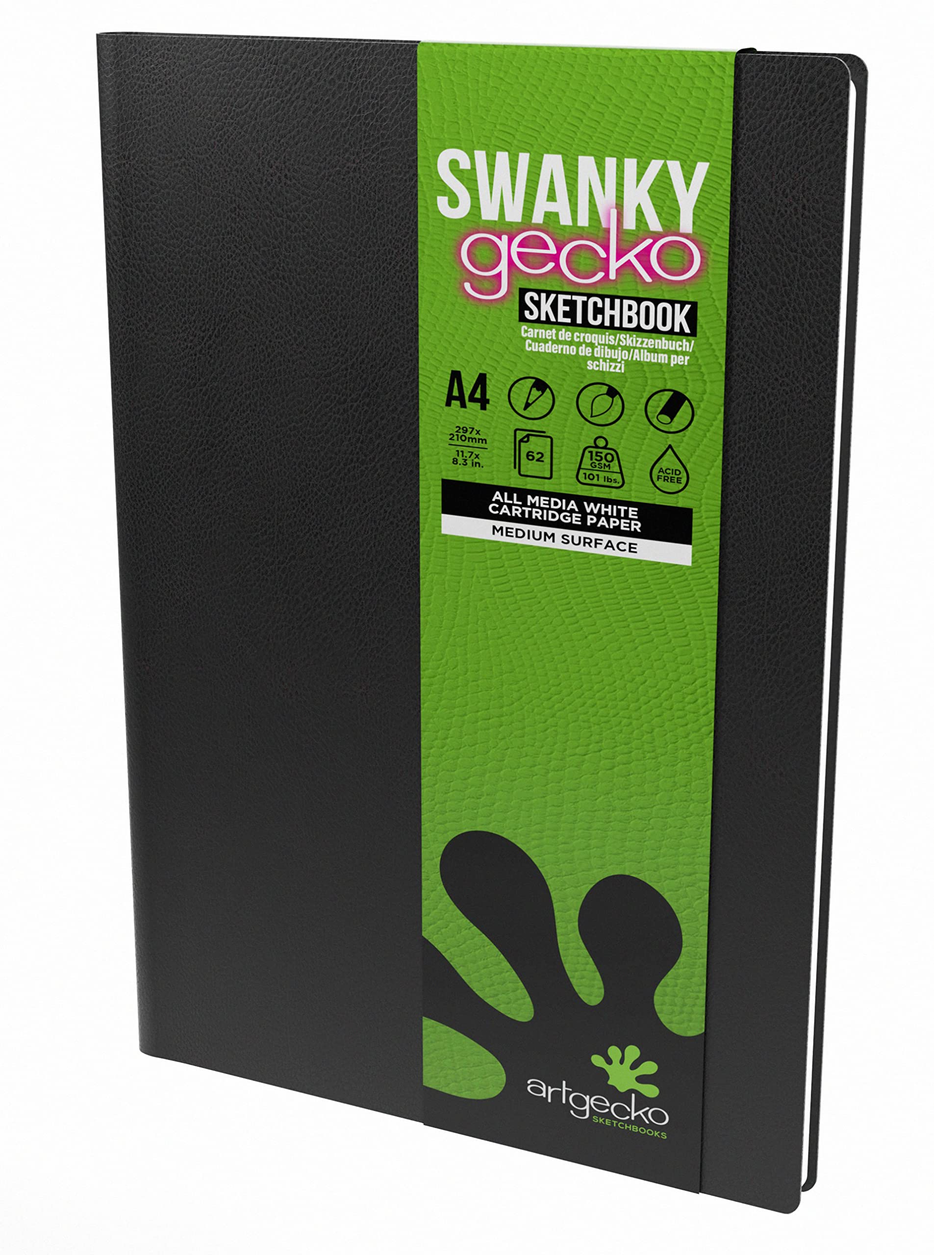 Artgecko Mixed Media Sketch Journal A4 Portrait - 124 Pages 150gsm White Cartridge Paper