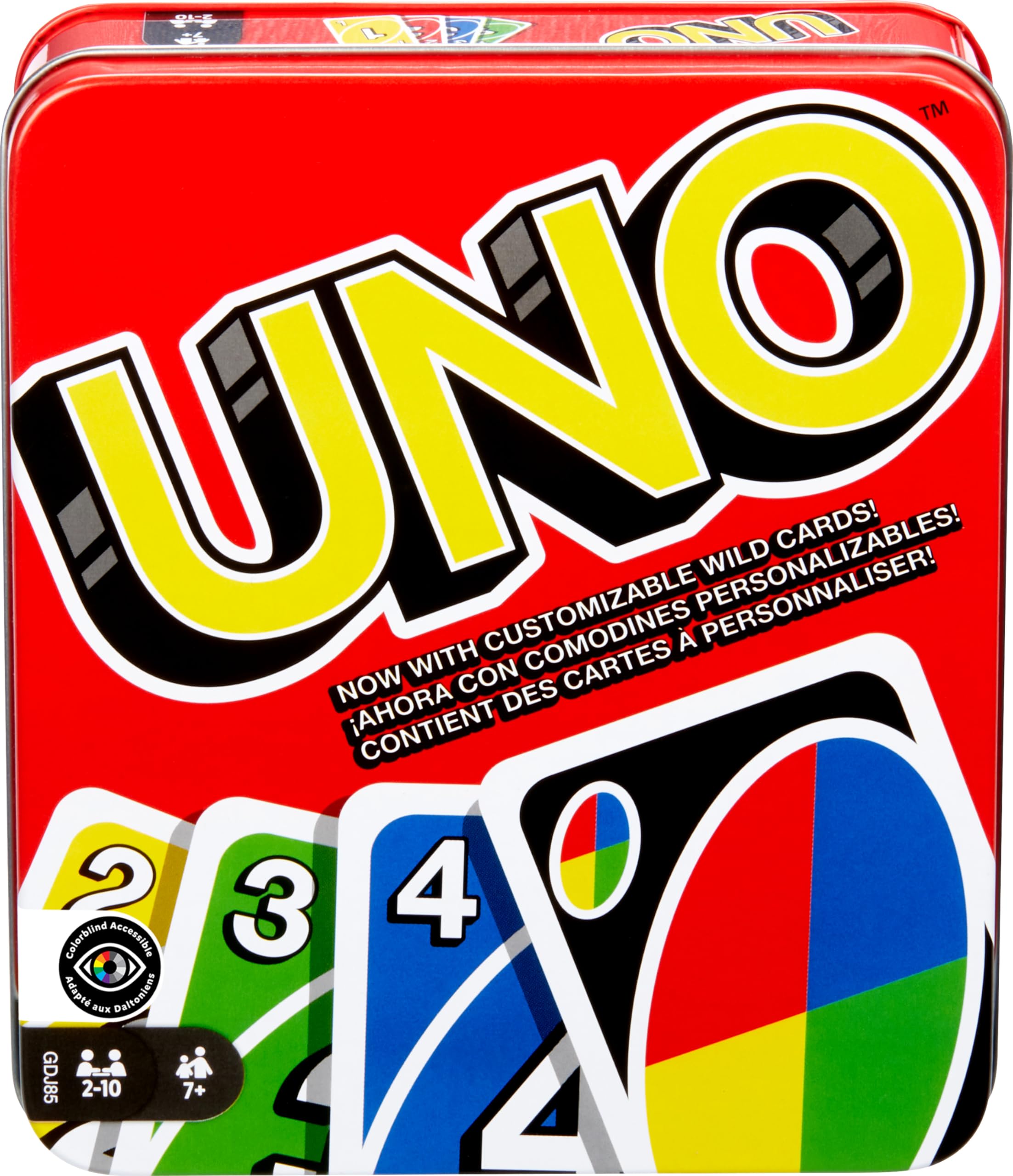 Mattel Games UNO Card Game for Kid, Adult & Family Nights & Parties, Travel & Vacations, Color Blind Accessible & Customizable Deck - 2