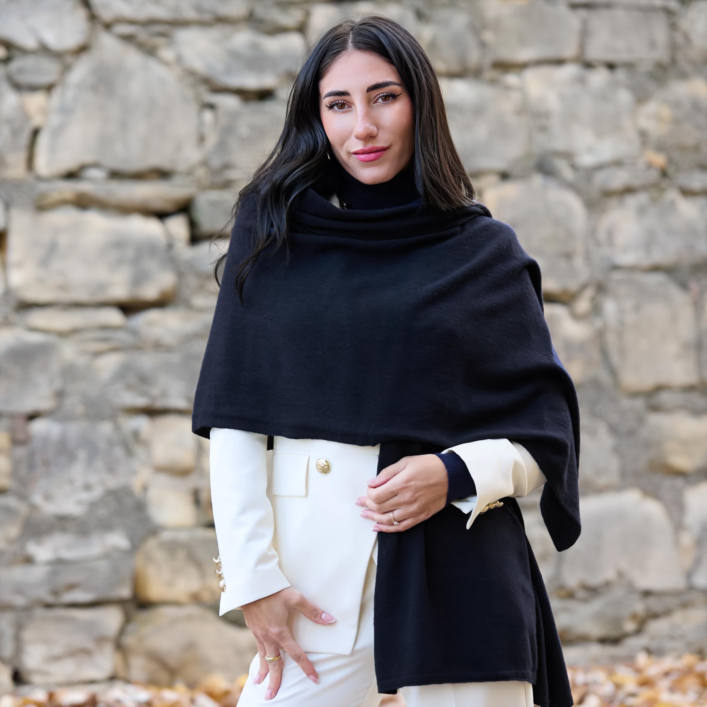 chal en cachemira y lana invierno mujer Made in Italy, chal boda elegante cashmere, pashmina pañuelo cuello mujer, capas para vestido de fiesta