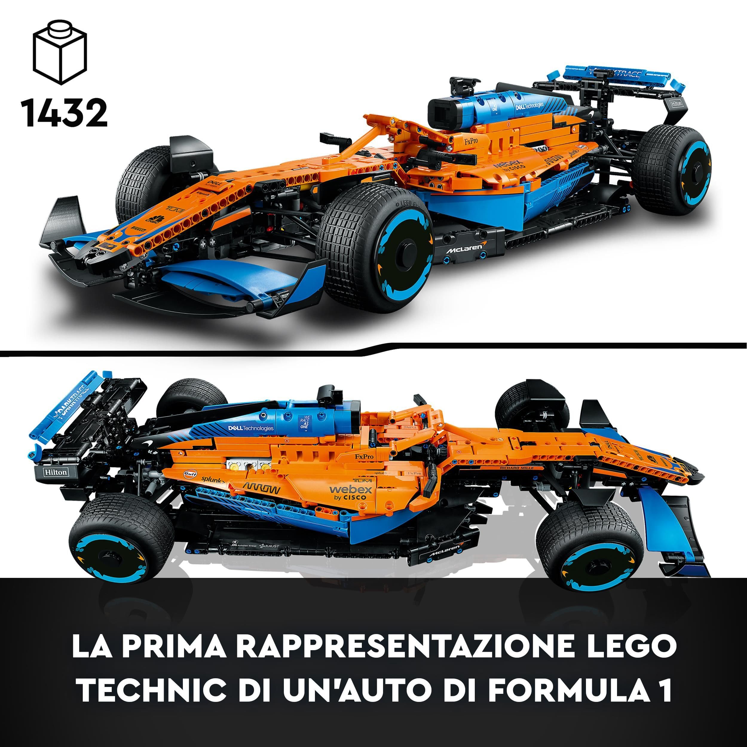 LEGO Technic Monoposto McLaren Formula 1, Replica dell'Auto Supercar per Adulti da 1.434 Pezzi, Idea Regalo per Lui, Lei, Uomo e Donna, Modellino da Costruire di Macchina da Corsa da Collezione 42141