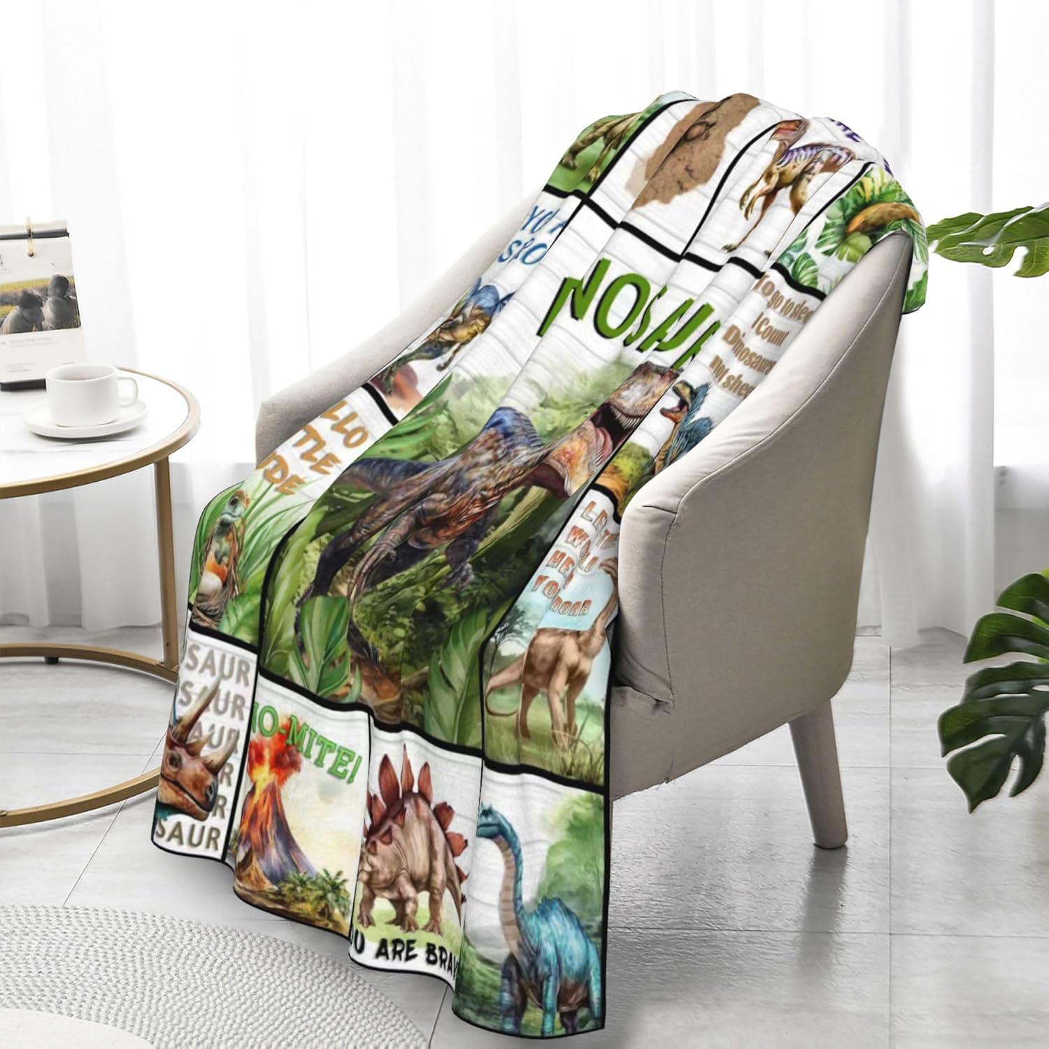 Dinosaur Blanket for Kids, 50x60 in Gifts for Dinosaur Lovers Children Boy Girl, Dinosaurs Flannel Blanket for Boys Son, Soft Warm Velvet Blanket Fleece Blanket Dino Room Home Decor - Image 8