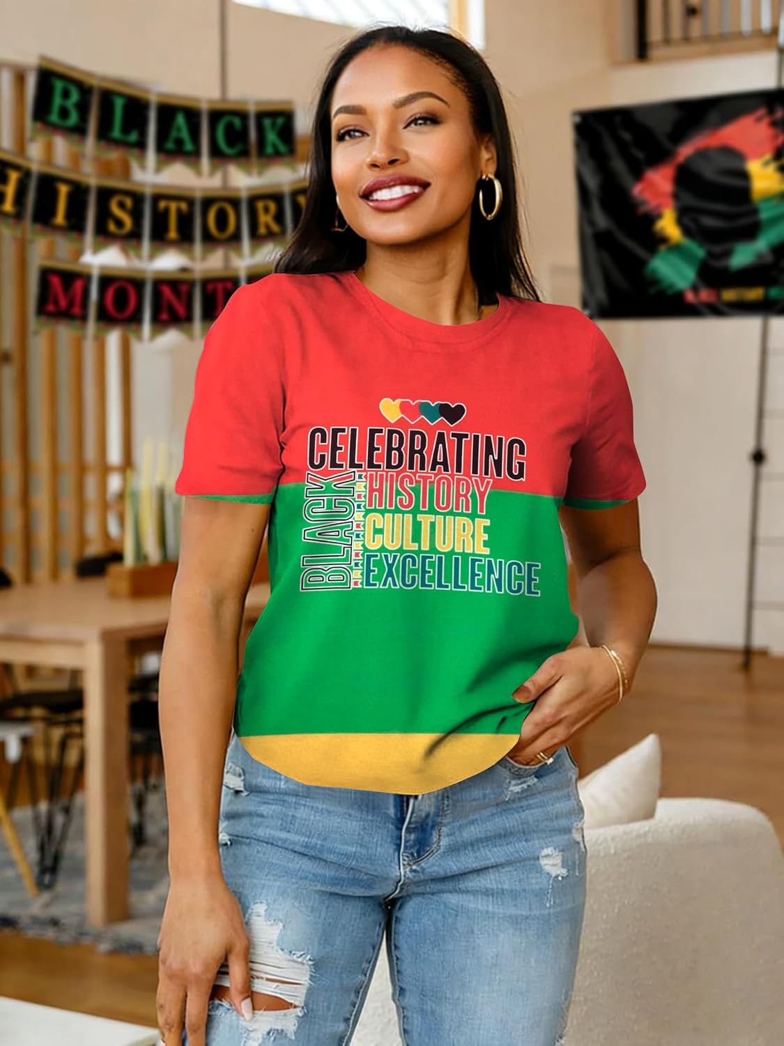 Black History Month Shirts Women: Afro American Pride T Shirt Celebrating Black Culture Excellence Tee Short Sleeve Top - Image 2