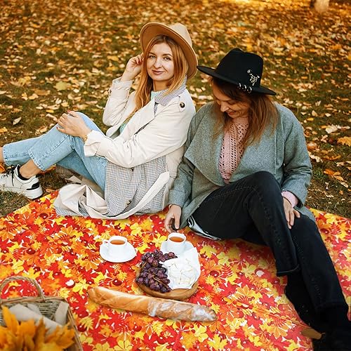 Vista 5 de Preboun 10 Pieces Fall Plastic Tablecloth 54 x 108 Inch Thanksgiving Disposable Tablecloth Orange Table Cloth Autumn Leaf Rectangle Waterproof Table