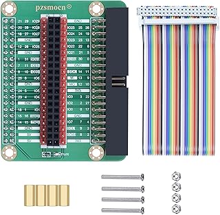 IO Expansion Board Compatible with Raspberry Pi 3, Pi 4 and Pi 400 with 40 Pin Contrasted Silk Display, BCM WiringPi Encoding Information, and 40 Pin GPIO Color Cable.