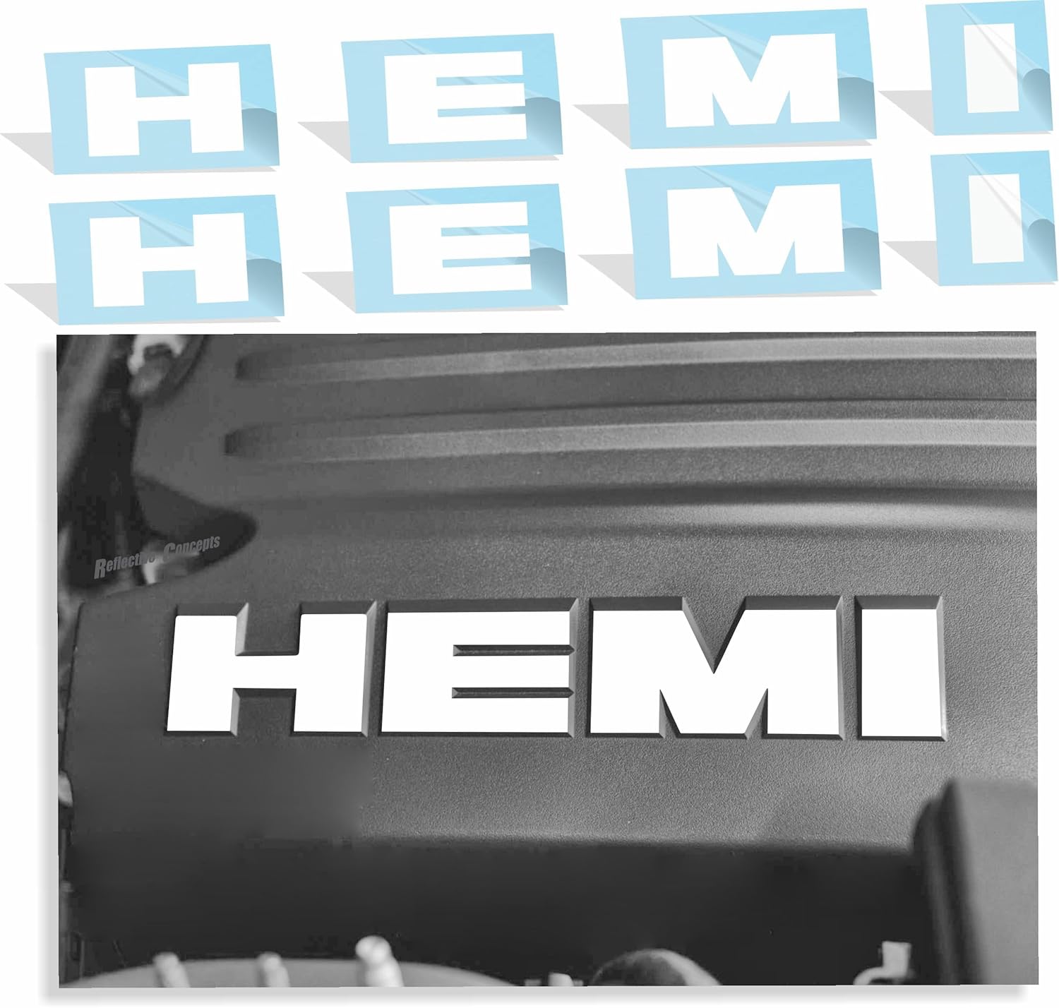 Amazon.com - Engine Cover HEMI Lettering Overlay Decals (set of 2 ...