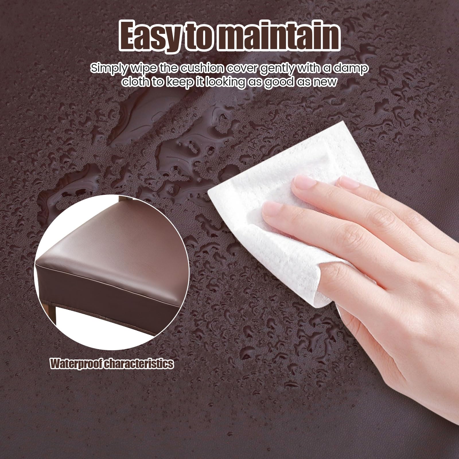 Esszimmerstuhlbezüge, wasserdicht, PU-Leder, abnehmbar, waschbar, Stuhlbezüge, Stuhlbezüge, Schonbezüge für Küche, Esszimmer (Kaffeebraun (4 Stück)