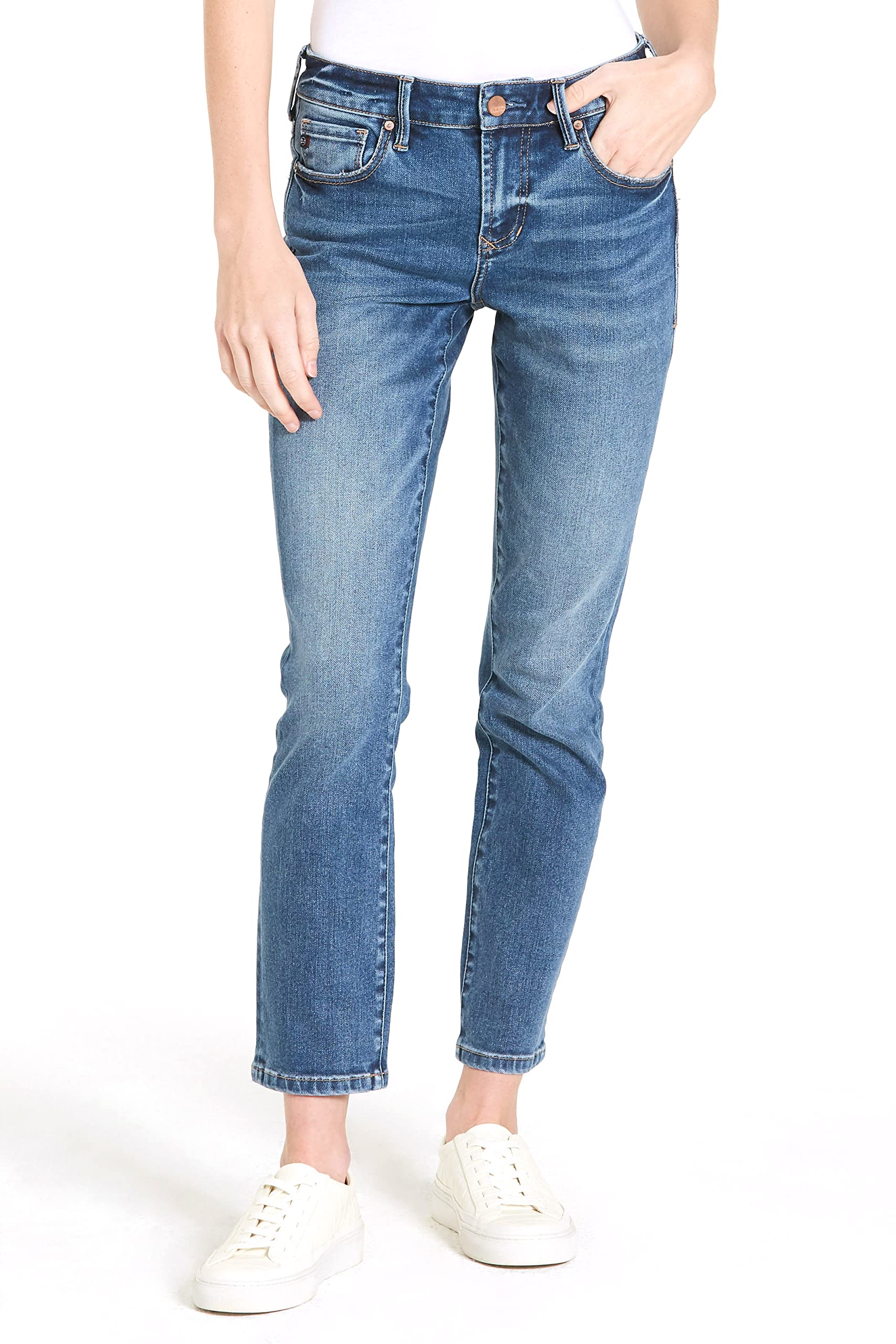 DEAR JOHN Blaire Straight Leg Jean Mid Rise Slim Fit Ankle Length Stretch Denim