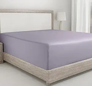 California Design Den Queen Fitted Sheet Deep Pocket, Soft 400 Thread Count 100% Cotton Sateen, Deep Pocket, No Pop-Off Elastic, Durable Fitted Sheet Only (Queen, Dusky Lavender Gray)