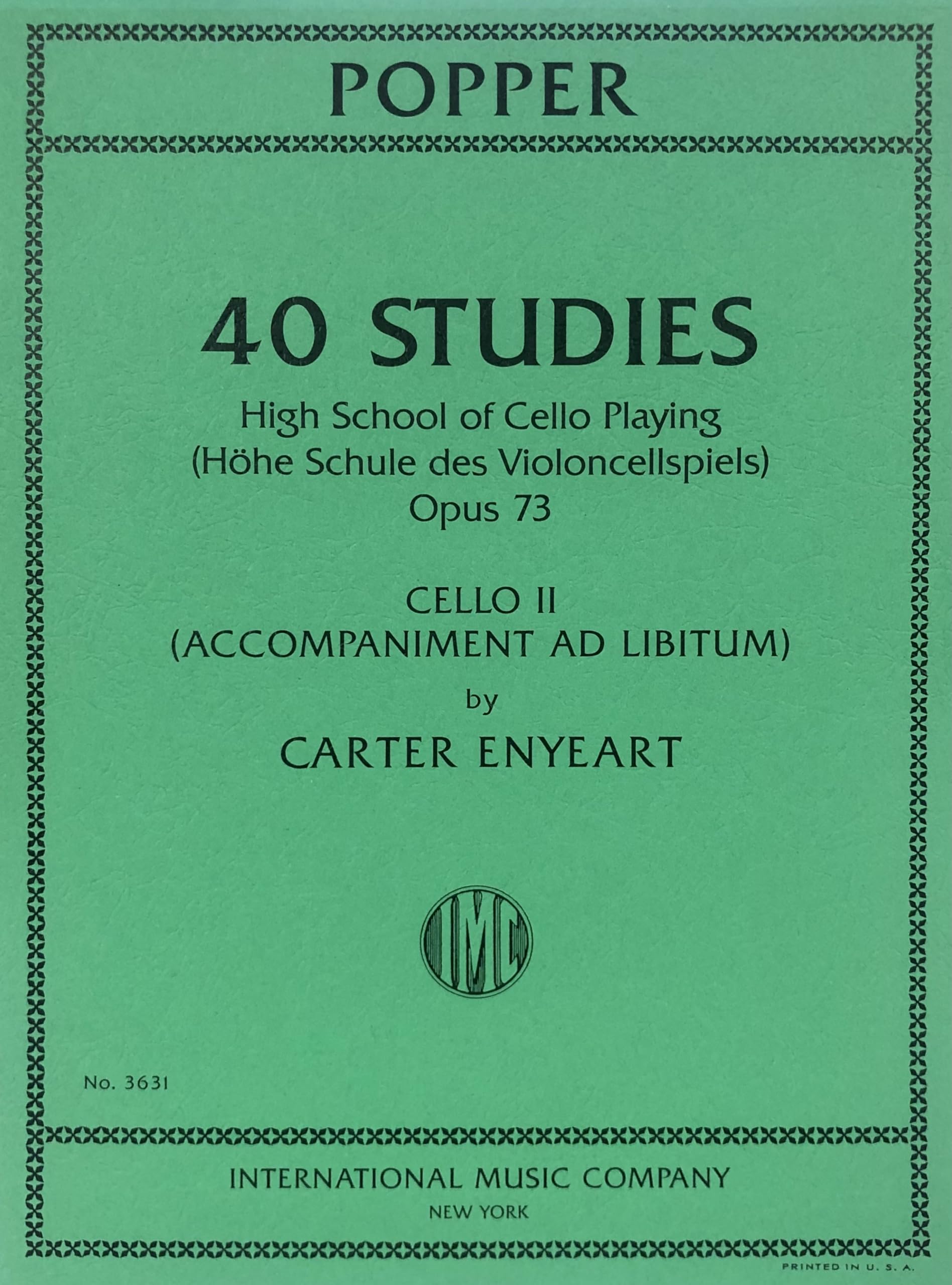 40 Studies : High School Of Cello Playing, Op. 73, Cello II Part