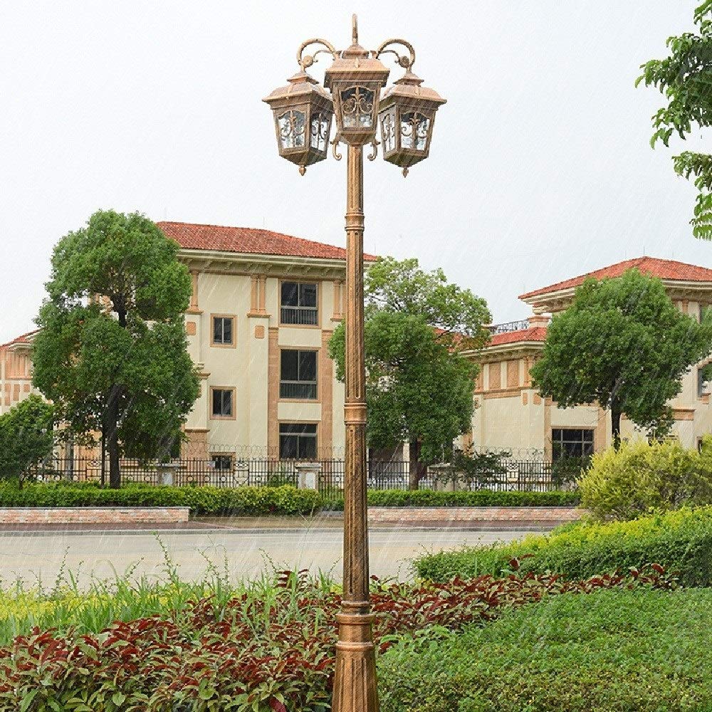 Zewnętrzna lampa słupowa, 3-światła, rustykalne, zabytkowe, metalowe lampy uliczne, szklana latarnia na dziedziniec, wysoka lampa słupowa, lampa E27, zewnętrzna latarnia,290cm