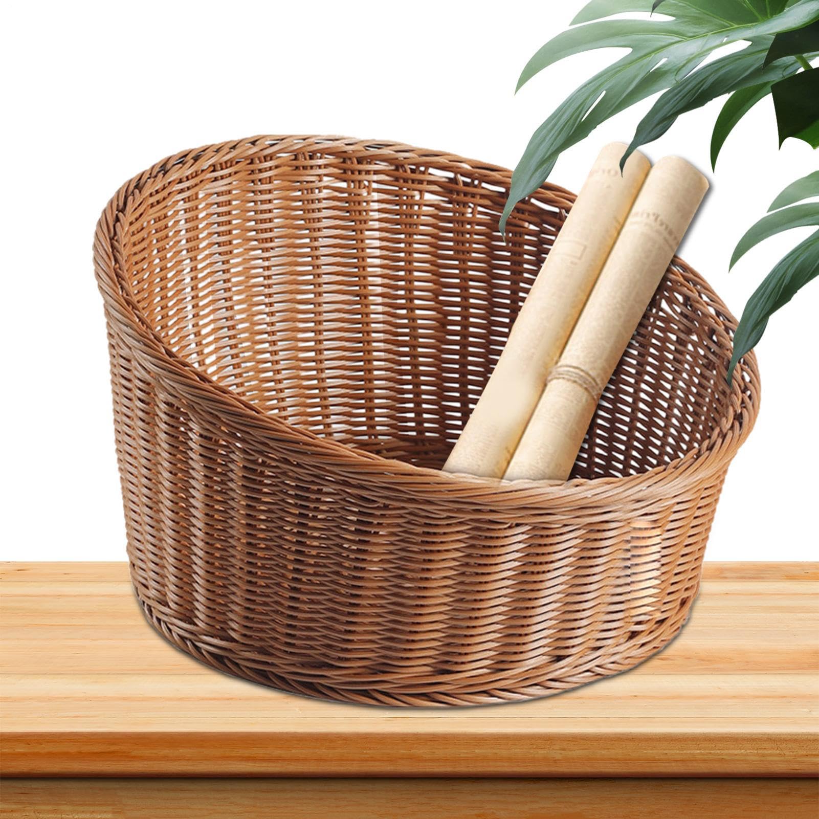 Cesta expositora para pan Bandeja Expositora De Alimentos Organizador Y | Cesta De Mimbre Para Servir Pan Cocina Restaurante Picnic Panadería Desayunador Mesa Comedor