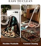 YIHOUSE Rustique de la zone de la cabine Rug 5x7,Rug de machine lavable à l'ours, non-dérapant à faible empreinte pile modèle Rug sud-ouest pour chambre à coucher