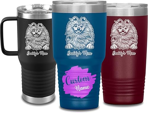 Vista 149 de Vaso de viaje de Navidad personalizado, perro pastor alemán, mamá y papá, dueño de perro pastor alemán personalizado, recuerdo grabado