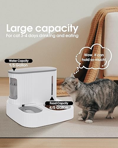 Miniatura 12 de Comedero automático para gatos, con temporizador automático por gravedad, contenedor de alimentos secos para mascotas, cuenco y dispensador de agua