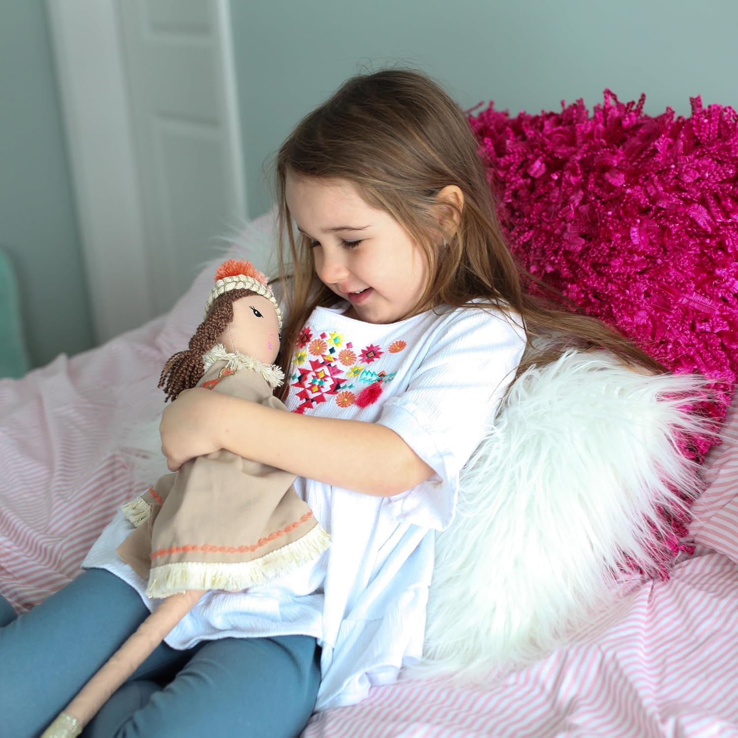 MON AMI Ruthie The Bohemian Princess Doll 18 “, Plush Tribal Doll for Kids of All Ages, Latte Color, Use as Toy or Room Décor - Image 7