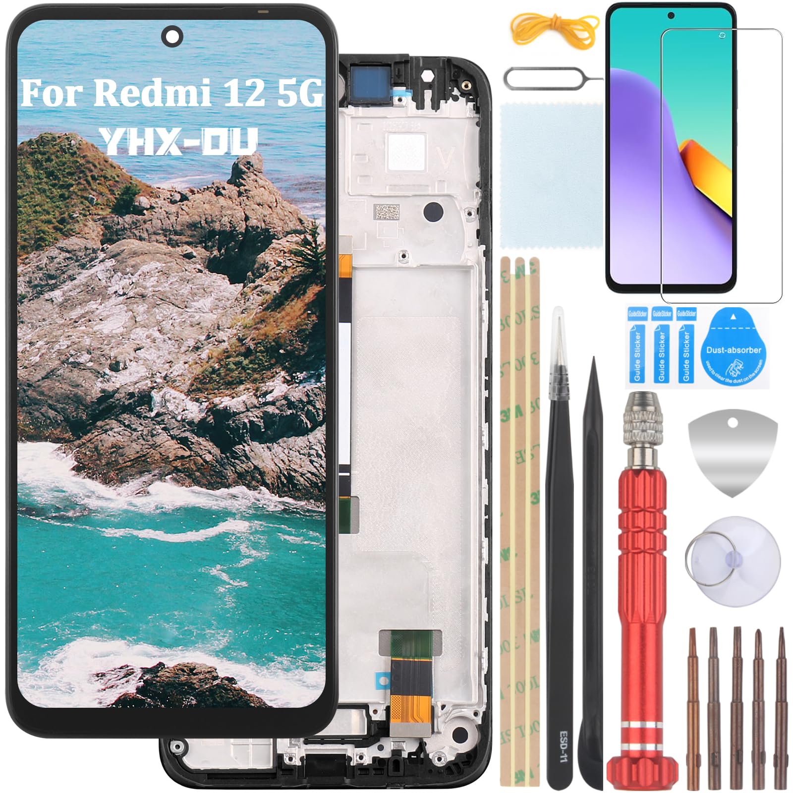Écran LCD De Rechange Pour Redmi 12 4G/5G - 6,79 Pouces, Avec Cadre, écran Tactile, Réparation Téléphone - 8