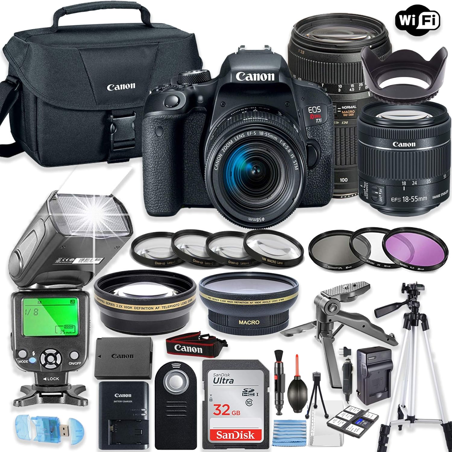 Canon EOS Rebel T7i DSLR Camera Bundle with Canon EFS 18