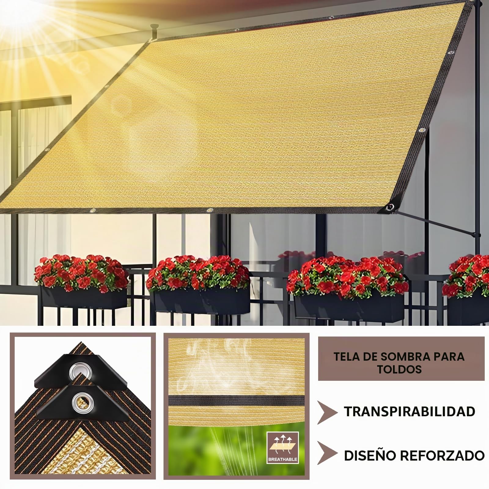 Malla Sombra - Malla de sombreado con ojales 2,5x4m Duradera Malla de sombreado 95% Protección UV Sombrilla para protección solar en balcones, jardines, invernaderos y terrazas
